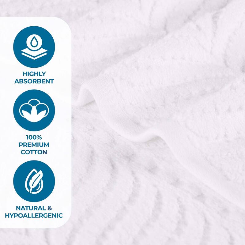 Superior Chevron Zero Twist Solid and Jacquard Cotton Hand Towel Set of 6