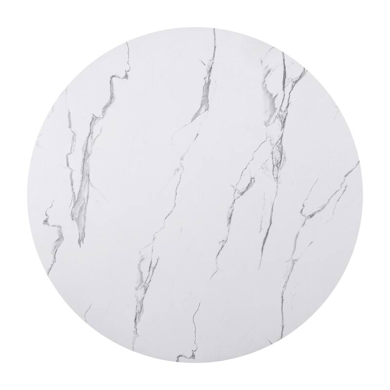 Round Dining Table For 4, 43-Inch Faux Marble Top, Mid-Century Modern Round Dining Table For Cafes,Restaurants,Bars