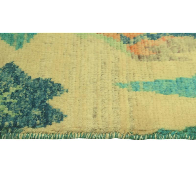 Balochi Bahriye Ivory/Turquoise Rug - 2'11" x 5'0"
