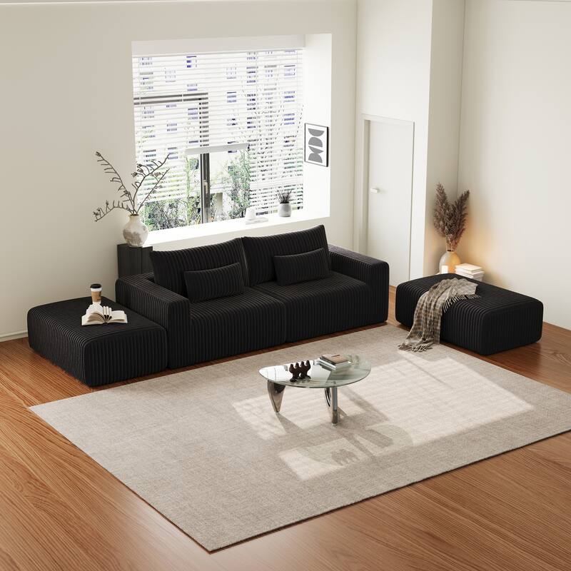 102" Modular Couch Cloud Plush Loveseat Sectional Sofa with 2 Ottoman