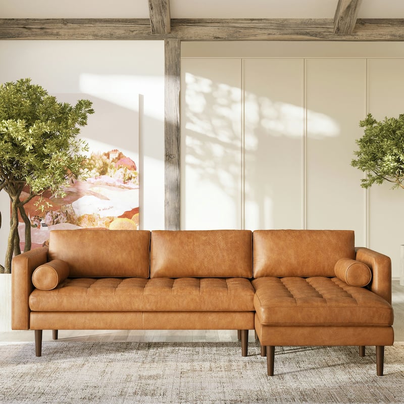 Poly & Bark Napa 104.5" Right-facing Sectional Sofa - Full Grain Genuine Italian Leather