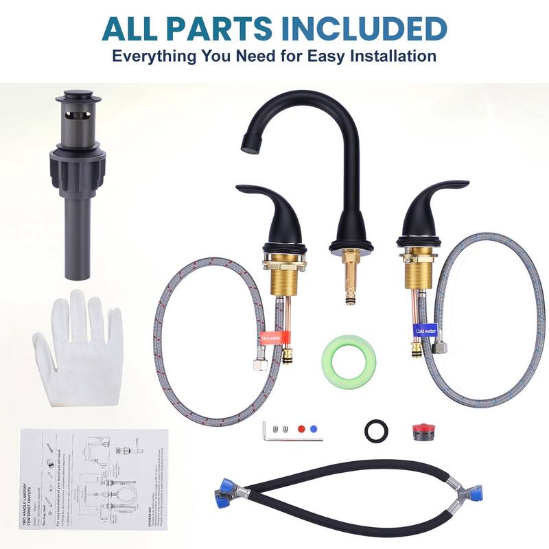 WOWOW 8 in. Widespread Double Handle Bathroom Faucet