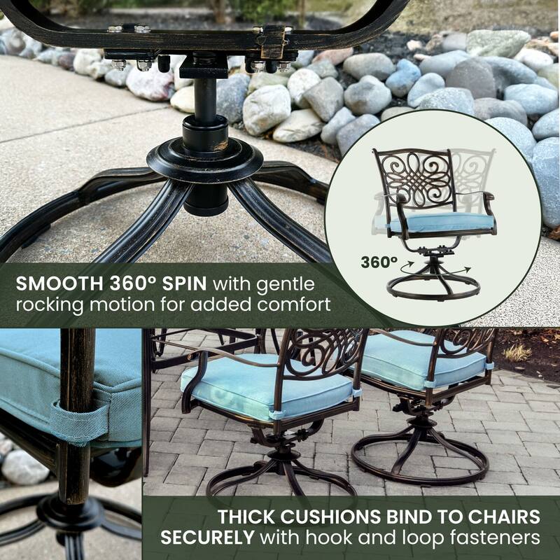 Hanover Traditions 5-Piece Dining Set in Blue with 47 In. Glass-top Table