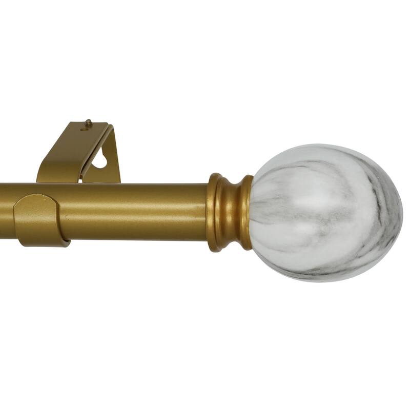 Meriville 1-Inch Diameter Single Window Treatment Curtain Rod, Ellipse Marble - Royal Gold - 48"-84"