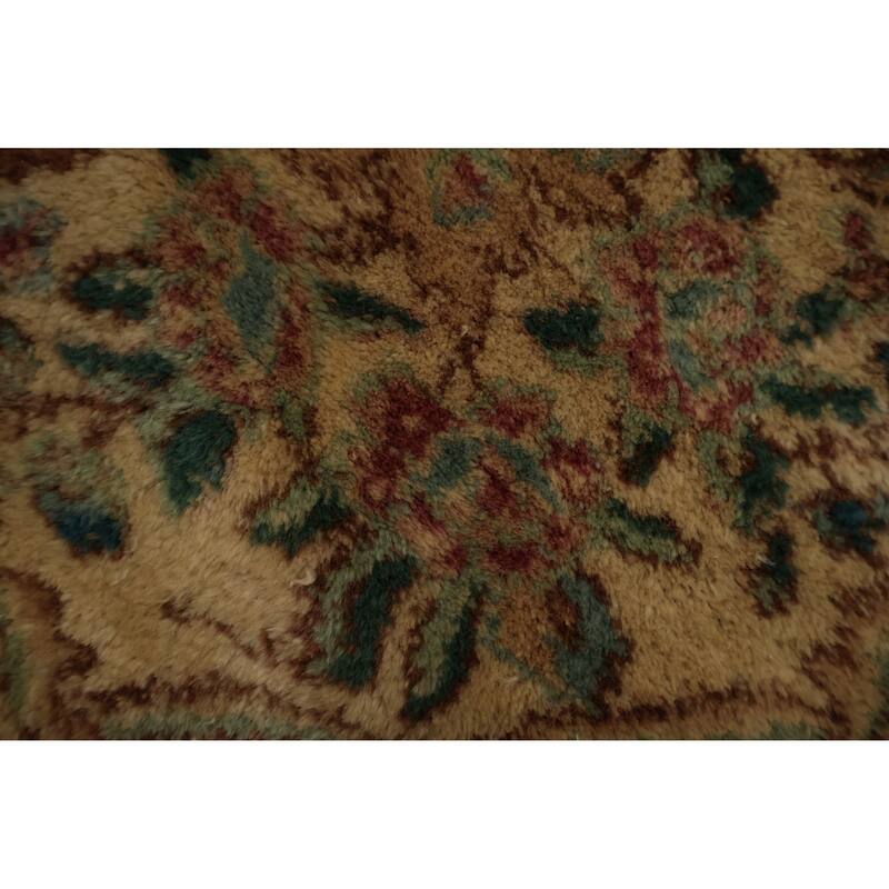 Hand Knotted Oriental 100% Wool Carpet Traditional Floral Green Kerman Area Rug - 19' 1'' X 11' 9''