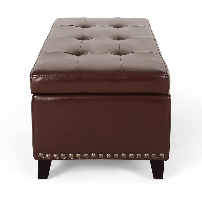 Large Ottomans Storage Bench End of Bed Bench with Hinged Lid, Indoor Bench Leather Bench Vanity Bench