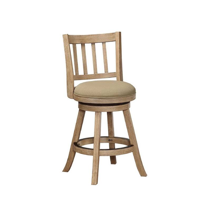 24 Inch Solid Wood Swivel Counter Stool, Slatted - 21.5 L x 18 W x 37.5 H