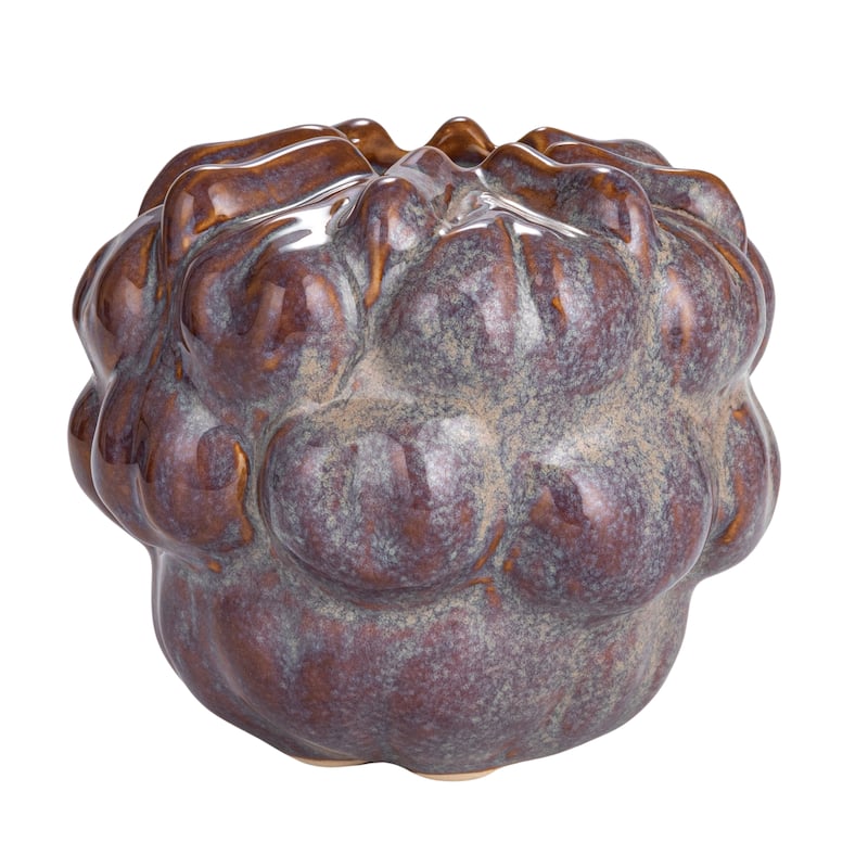 Decorative Stoneware Formed Vase with Reactive Glaze