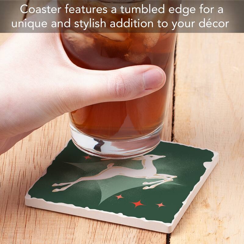 Dashing 4 Pack Absorbent Stone Coasters with Cork Backing 4" Square Made in The USA Absorbent Wipes Clean