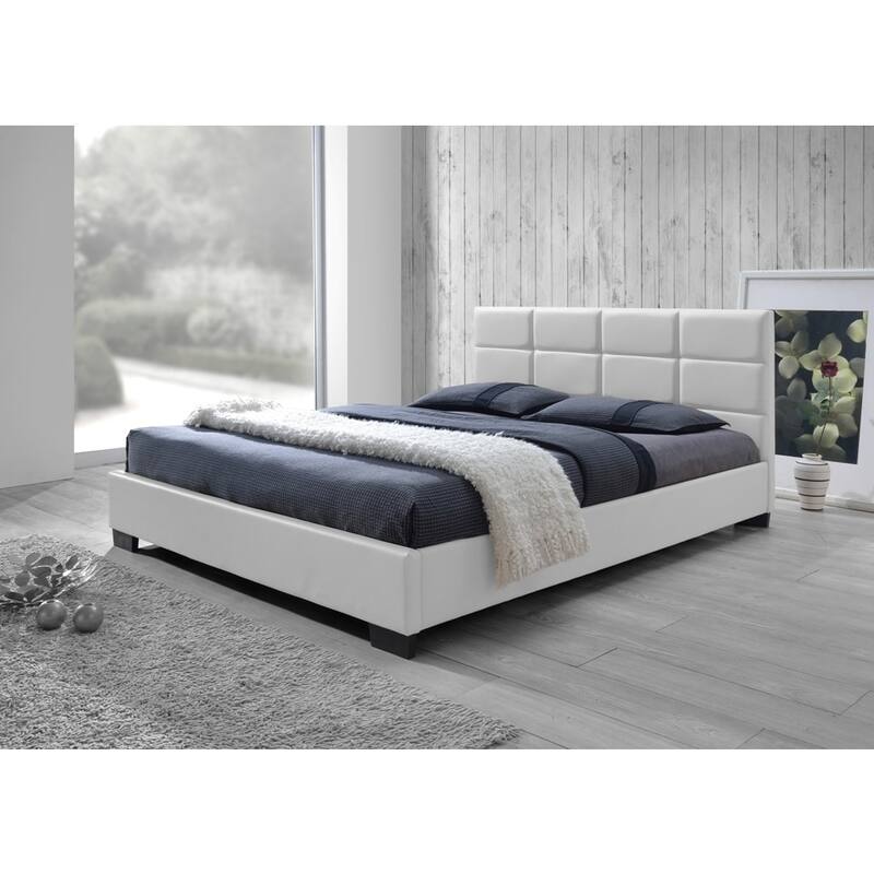 Baxton Studio Vivaldi Contemporary White Faux Leather Padded Platform Base Bed