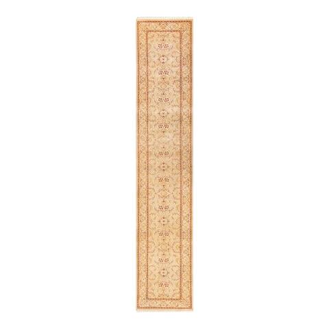 Overton One-of-a-Kind Hand-Knotted Traditional Oriental Mogul Ivory Area Rug - 2' 6" x 13' 6"