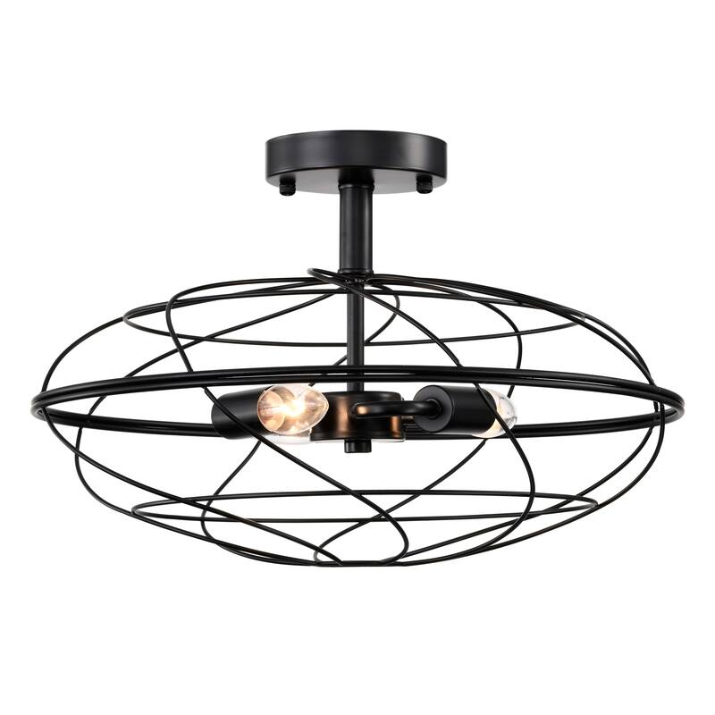 Sagi 17 Inch Matte Black Semi Flush Mount with 3 Light