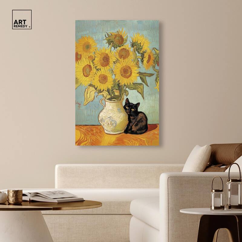 Sunflower Kitten Canvas by Art Remedy, Gallery Wrapped