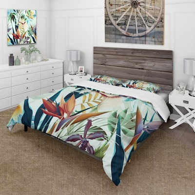 Designart 'Tropical VIntage Flowers I' Tropical Duvet Cover Set