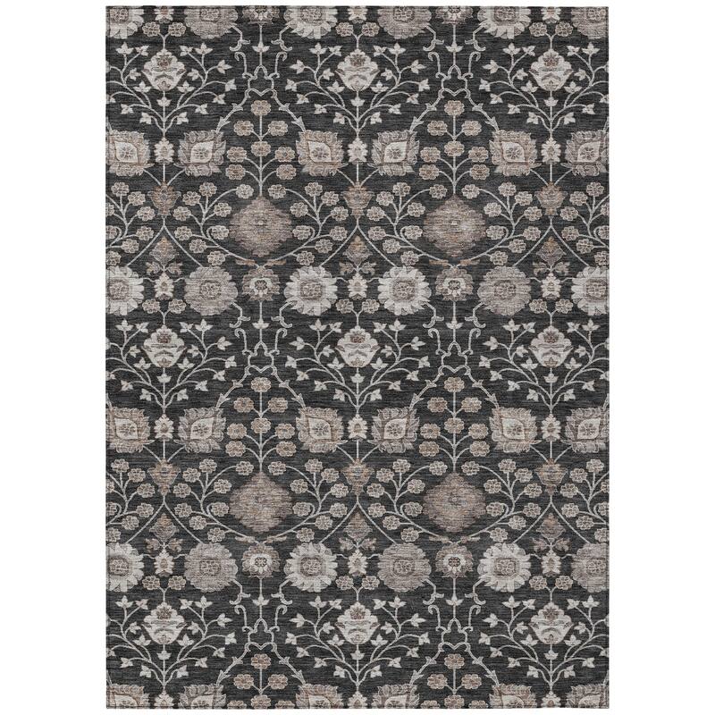 Machine Washable Indoor/ Outdoor Traditional Casual Chantille Rug