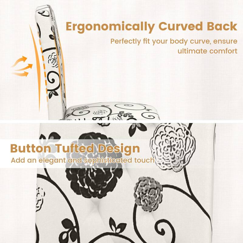 Costway Wooden Dining Chair Set of 4 with Rubber Wood Legs Padded Seat - See Details