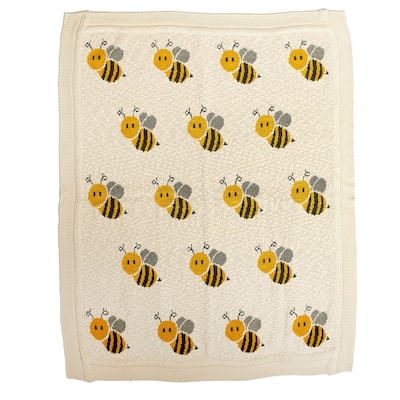 Honeybee Ivory Knitted 32" X 40" Baby Blanket - 32 x 40 - 32 x 40