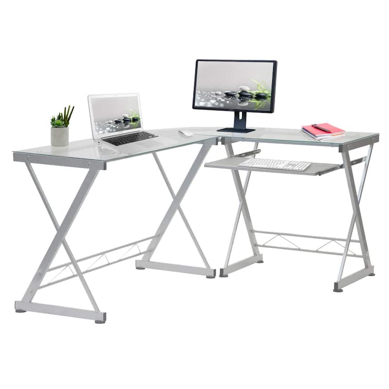 61.75" White Durable L-Shaped Computer Desk