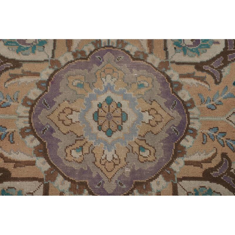 Blue Tabriz Persian Vintage Area Rug Hand-Knotted Wool Carpet - 9'11" x 13'2"