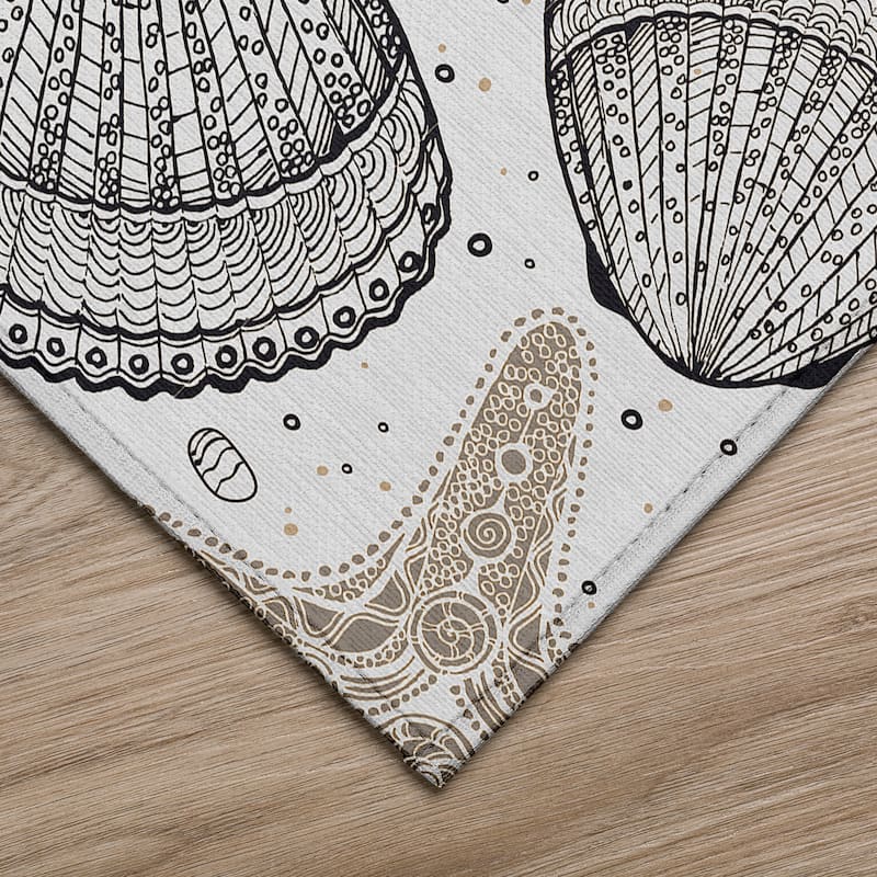 Indoor/ Outdoor Surfside Starfish Shells Washable Rug New