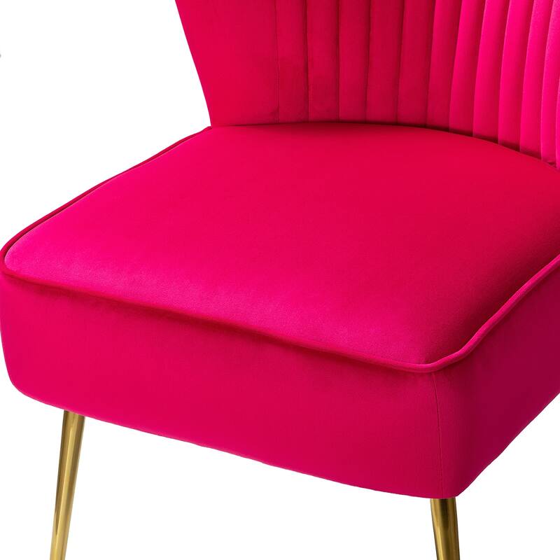 Monica Living Room Armless Accent Comfy Chair with Tufted Back and Metal Legs by HULALA HOME