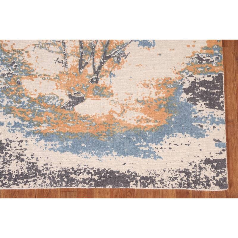 Nature Print Abstract Modern Area Rug Handmade Wool Carpet - 5'3"x 7'7"