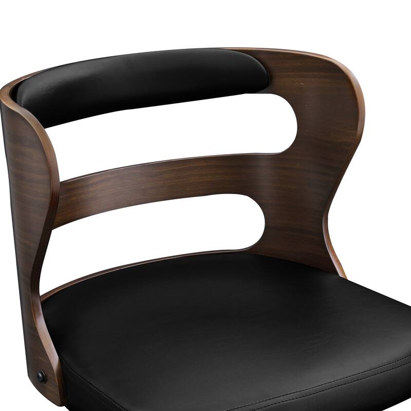 LUE BONA 26"H Modern Walnut Swivel Counter Height Stools, Bar Stools with Backs Set of 3 - 26" H