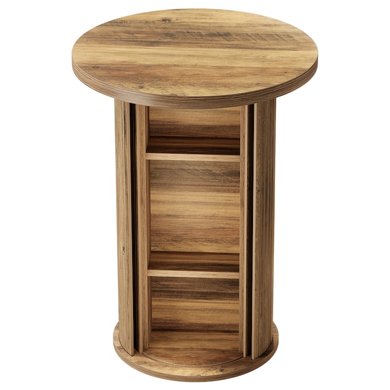 Round Bar Table, 35.4" Rustic High Top Wood Cocktail Unit