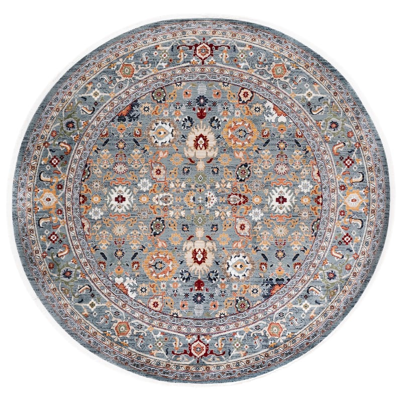 SAFAVIEH Lauren Ralph Lauren Sietha Traditional Rug - 6'7" Round - Blue/Ivory