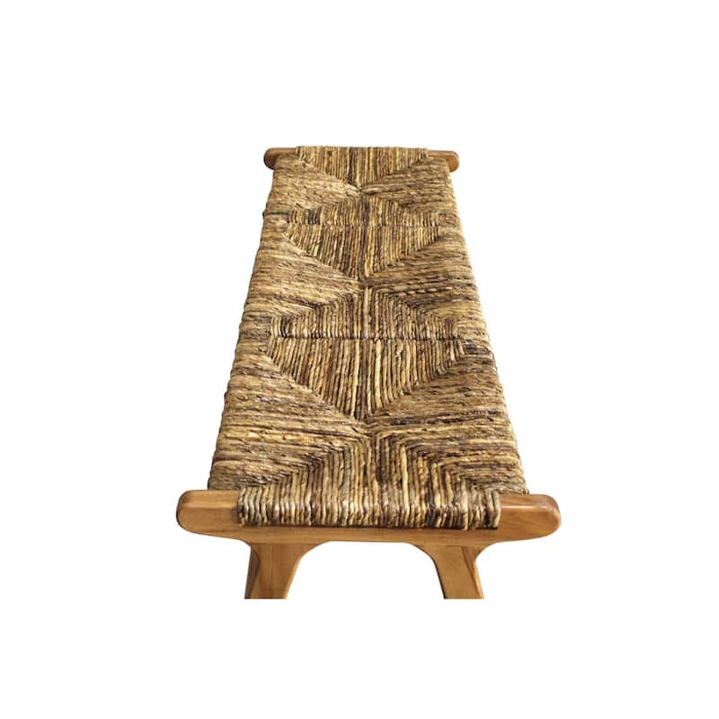 Backless Banana Woven Rectangular Bench - 48" - Brown