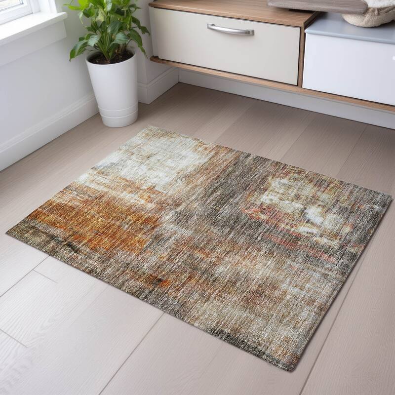 Premium Washable Super Soft Modern Watercolor Mayfield Rug - Copper - 1'8" x 2'6"
