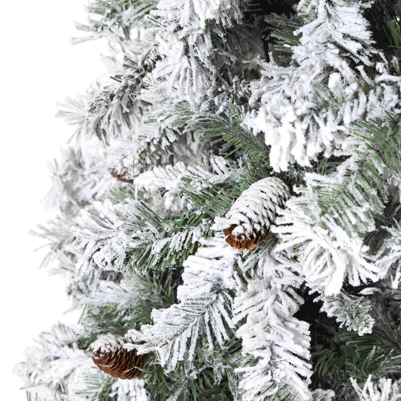 8' Flocked White River Mountain Pine Artificial Christmas Tree, Unlit - 8 Foot