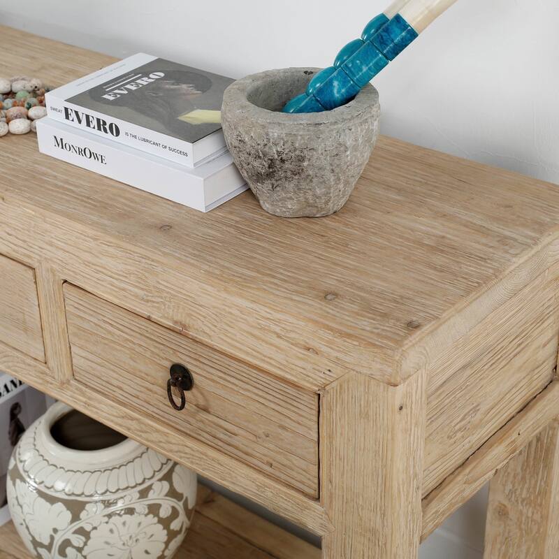 Artissance 70" Long Capri 4 drawers Sideboard Weathered Natural Pinewood Solid Top