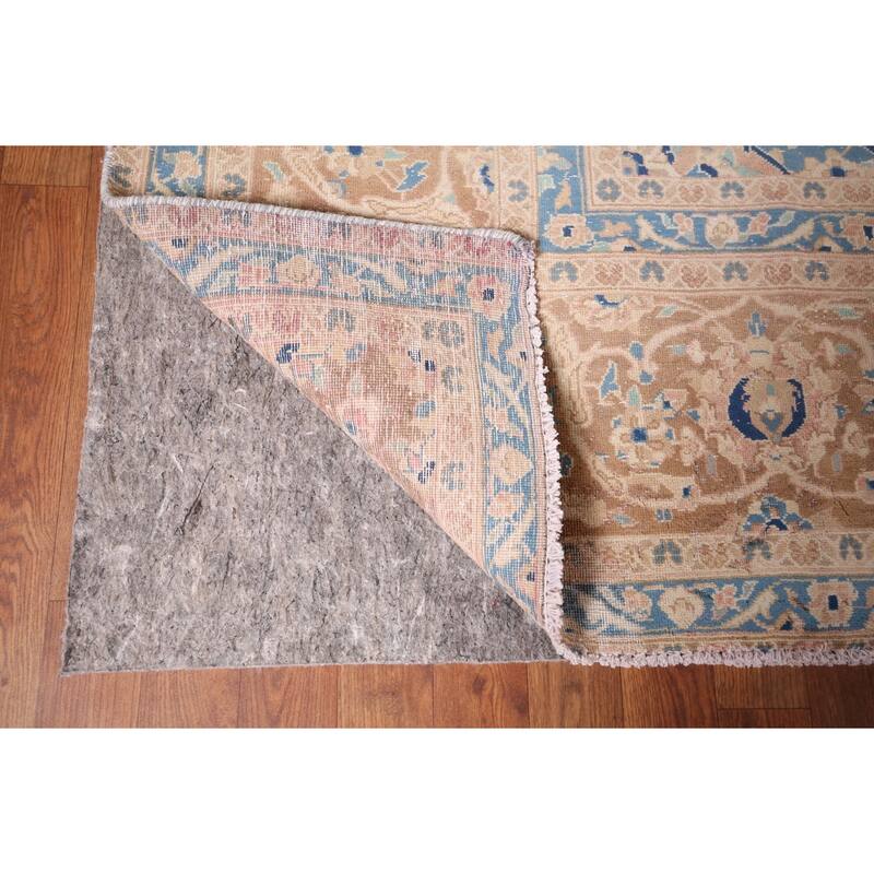 Traditional Kashan Persian Large Vintage Rug Hand-Knotted Wool Carpet - 9'6"x 14'10"