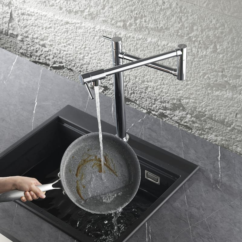Deck Mount Pot Filler Faucet Brass Single Hole Brass Folding Double Joint Swing Arm Kitchen Sink Faucets