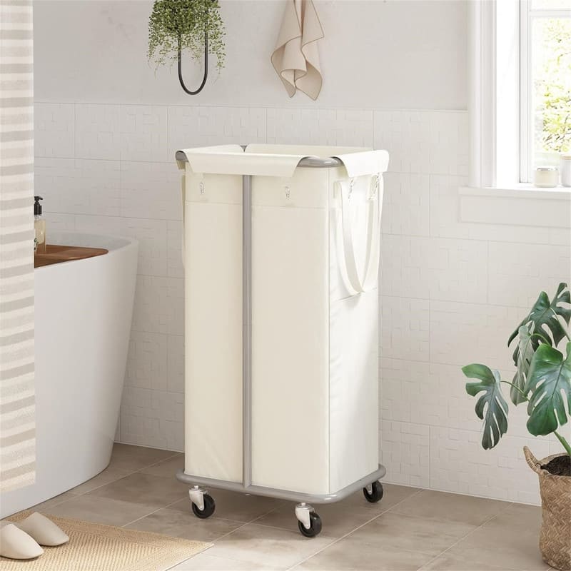 100L Rolling Laundry Hamper with Wheels - 16.5"L x 12.6"W x 31.9"H - Beige