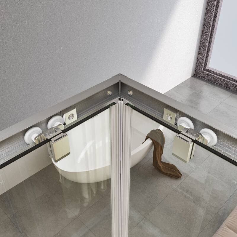 Elegant Chrome Finish Corner Entry Shower Enclosure with Sliding Shower Doors（Shower Base not Included）