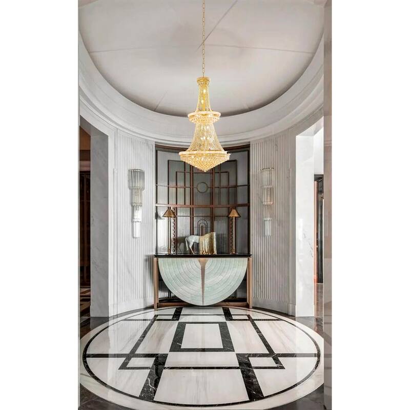 32-Light Gold Chandelier With Clear Crystals