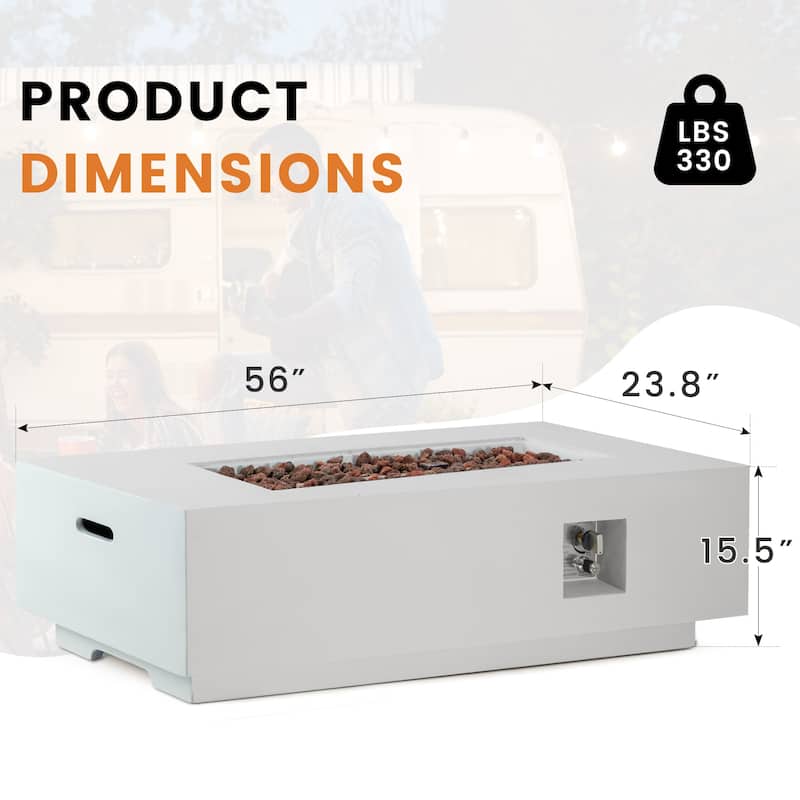 AVAWING 50,000 BTU 30" Outdoor White Round Propane Fire Pit Table and Set (Set Includes Tank Holder)