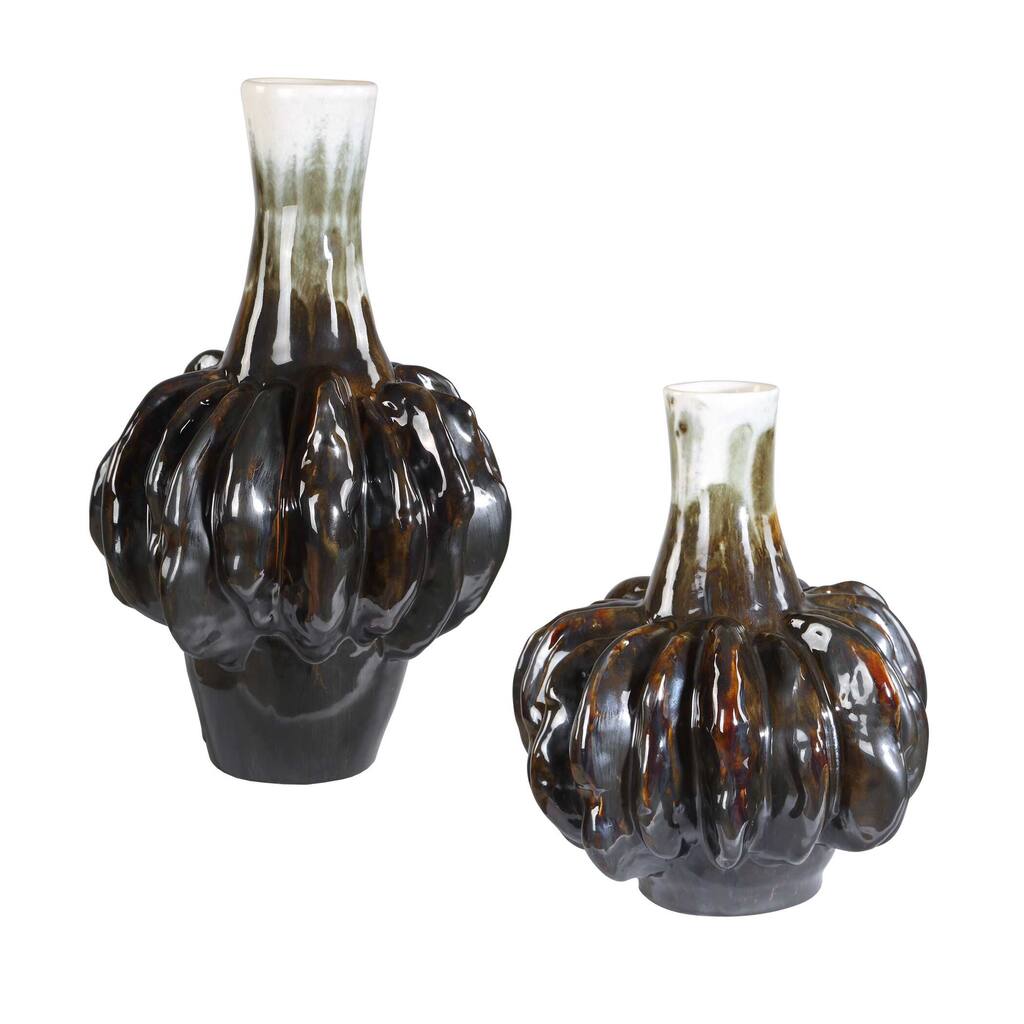 Uttermost Umbrian White & Brown Gourd Vases (Set of 2)