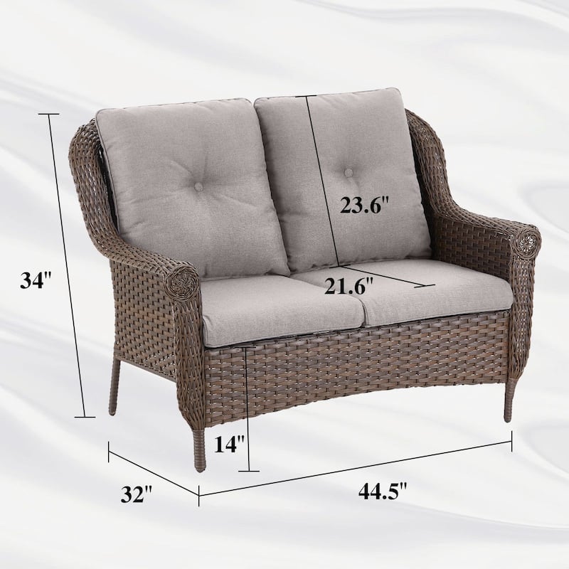 Loveseat Outdoor Patio Sofa Couch Brown - Grey