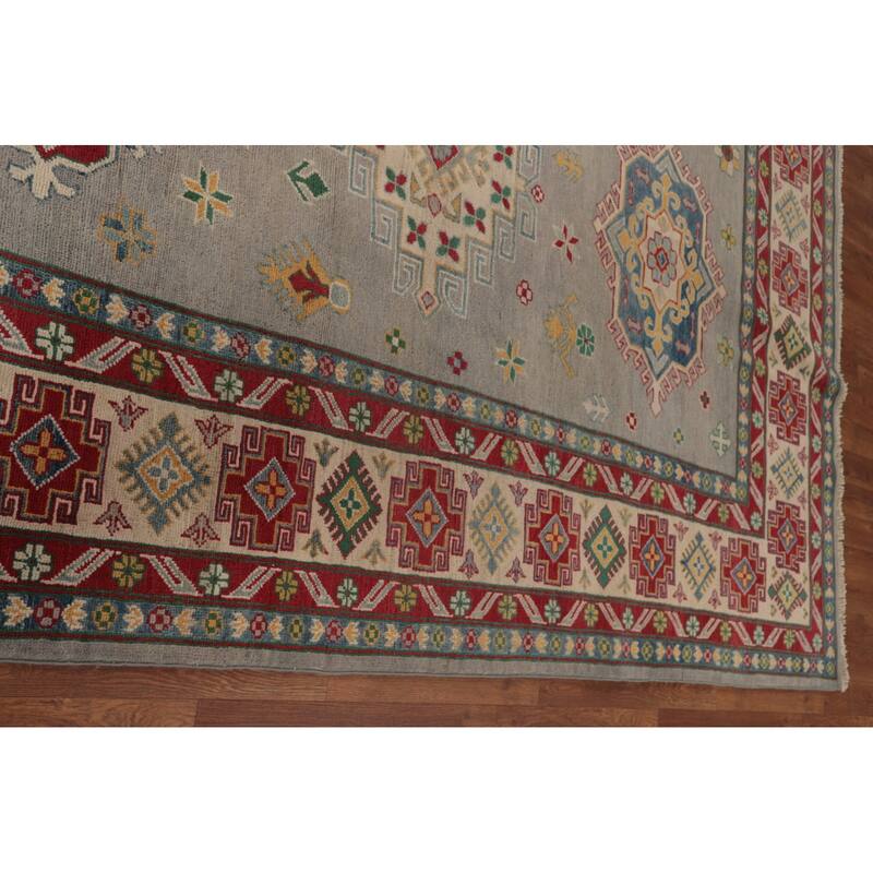 Traditional Kazak Area Rug Hand-Knotted Wool Carpet - 9'10" x 13'1"