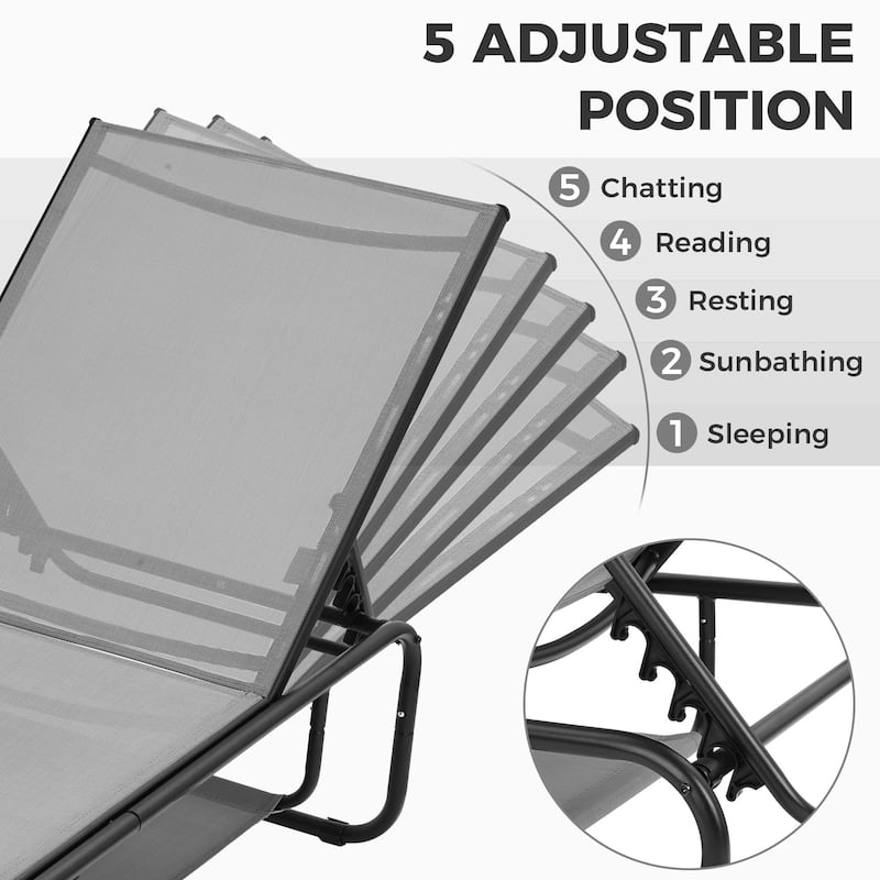 Ainfox 2 Pcs Chaise Lounge Outdoor Recliner Backyard Chair