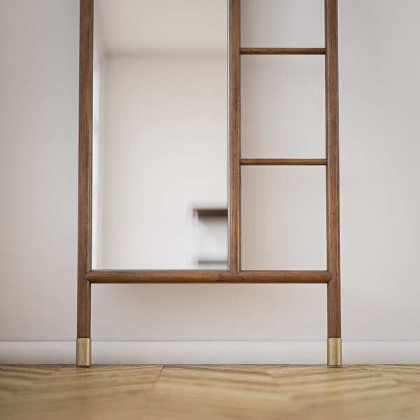 Penie Walnut and Antique Brass Ladder Mirror - Bed Bath & Beyond