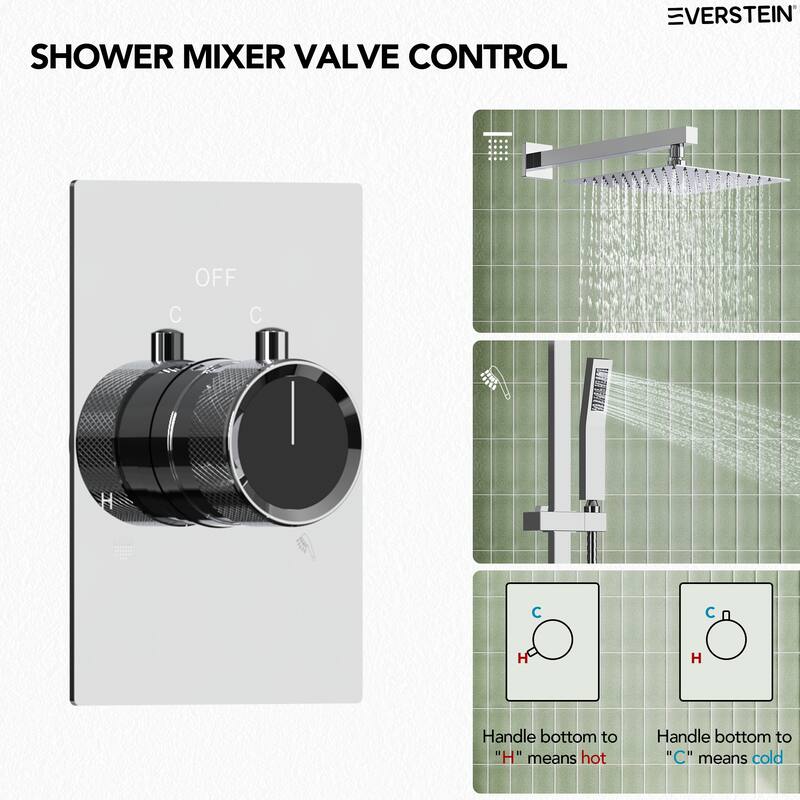 Slide Bar High-Pressure Balancing Shower System 10" Rainfall Shower Head with Handheld Shower