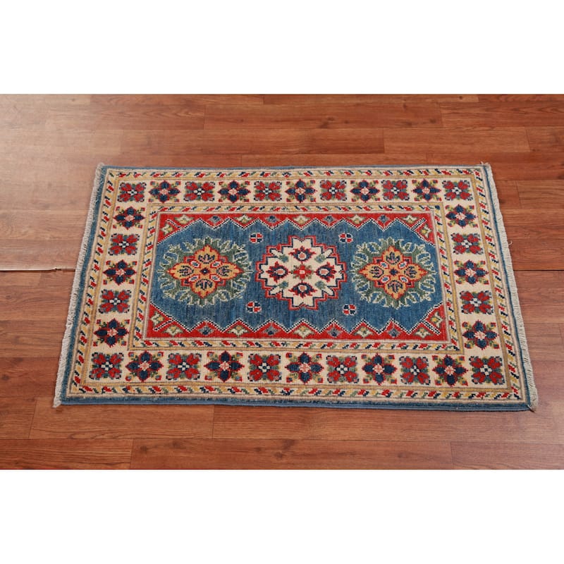 Blue Kazak Oriental Foyer Rug Handmade Traditional Wool Carpet - 2'0"x 3'0"