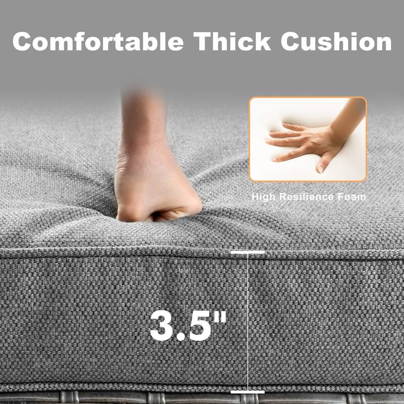 OVIOS 5 Piece Outdoor Wicker Loveseat Rocking Chair Set