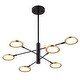preview thumbnail 8 of 9, Cullerto 6L Matte Black and Gold Contemporary LED Pendant Light Adjustable Arms - 34.75-in W x 16.5-in H x 34.75-in D