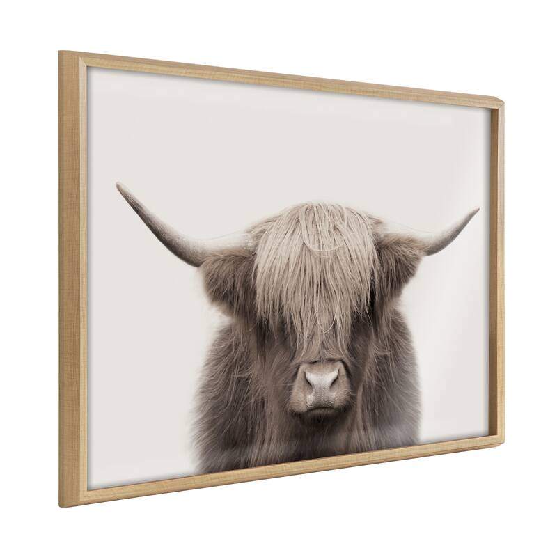 Kate and Laurel Hey Dude Cow Color Framed Print by Creative Bunch Studio - 24x32 - Brown