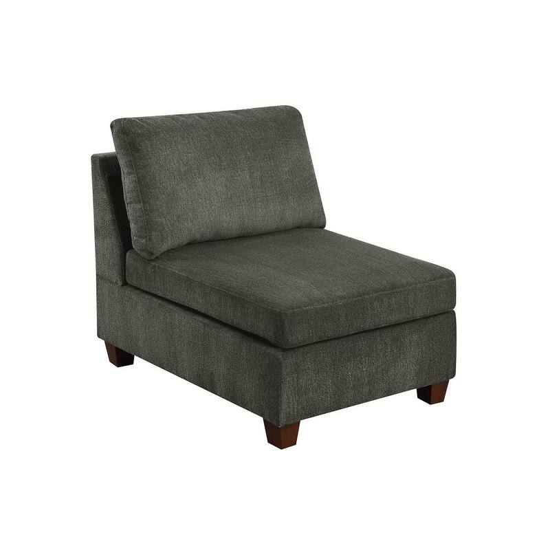 1pc Grey Chenille Modular Armless Chair for Living Room - Multi-Color